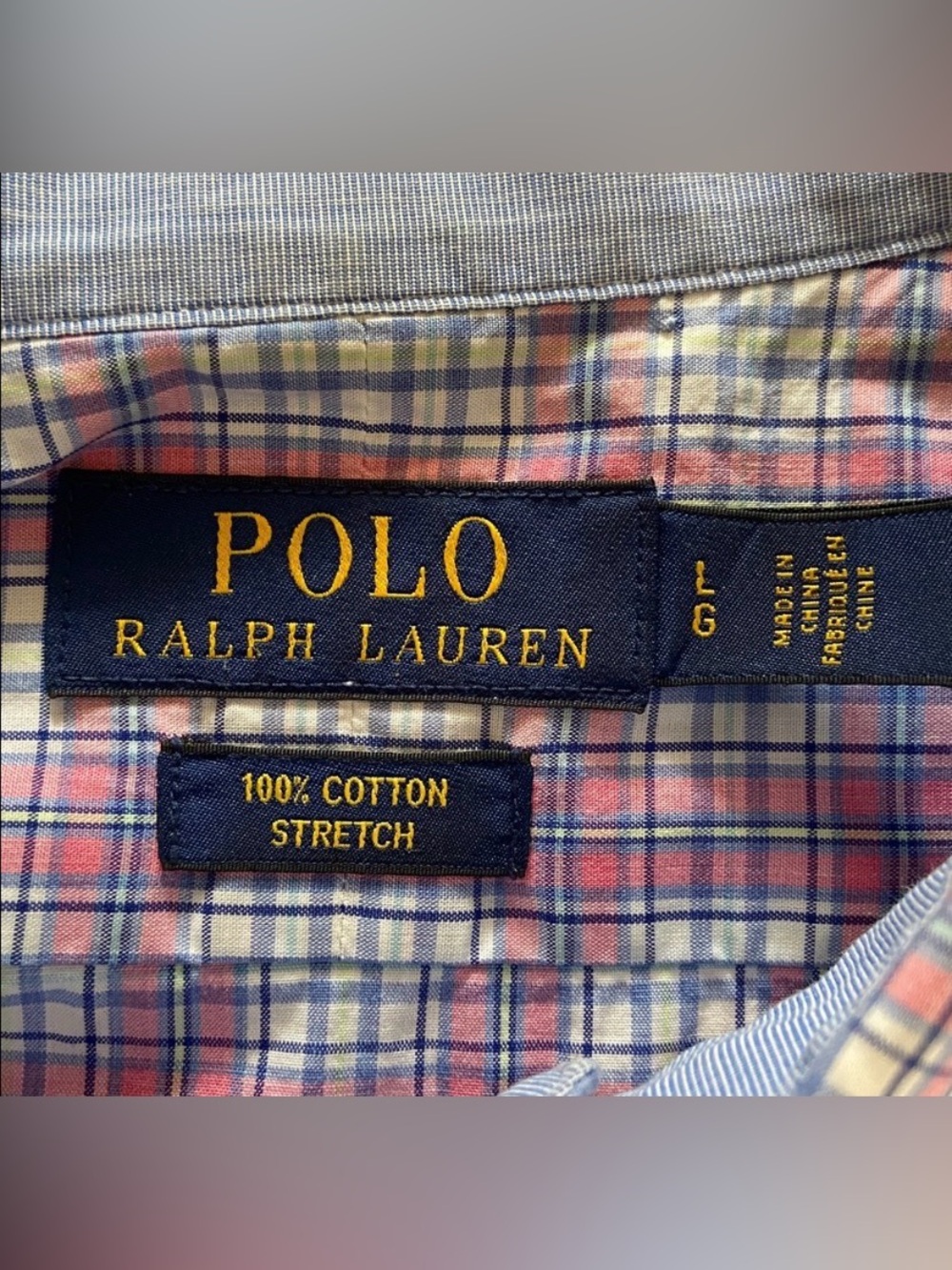 Polo Ralph Lauren Men’s Large Pink Blue Plaid Button Down Shirt - Picture 6 of 8